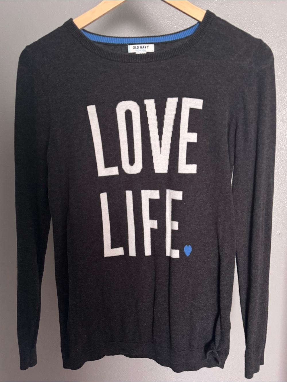 Old Navy Charcoal Pullover Sweater with Blue detail